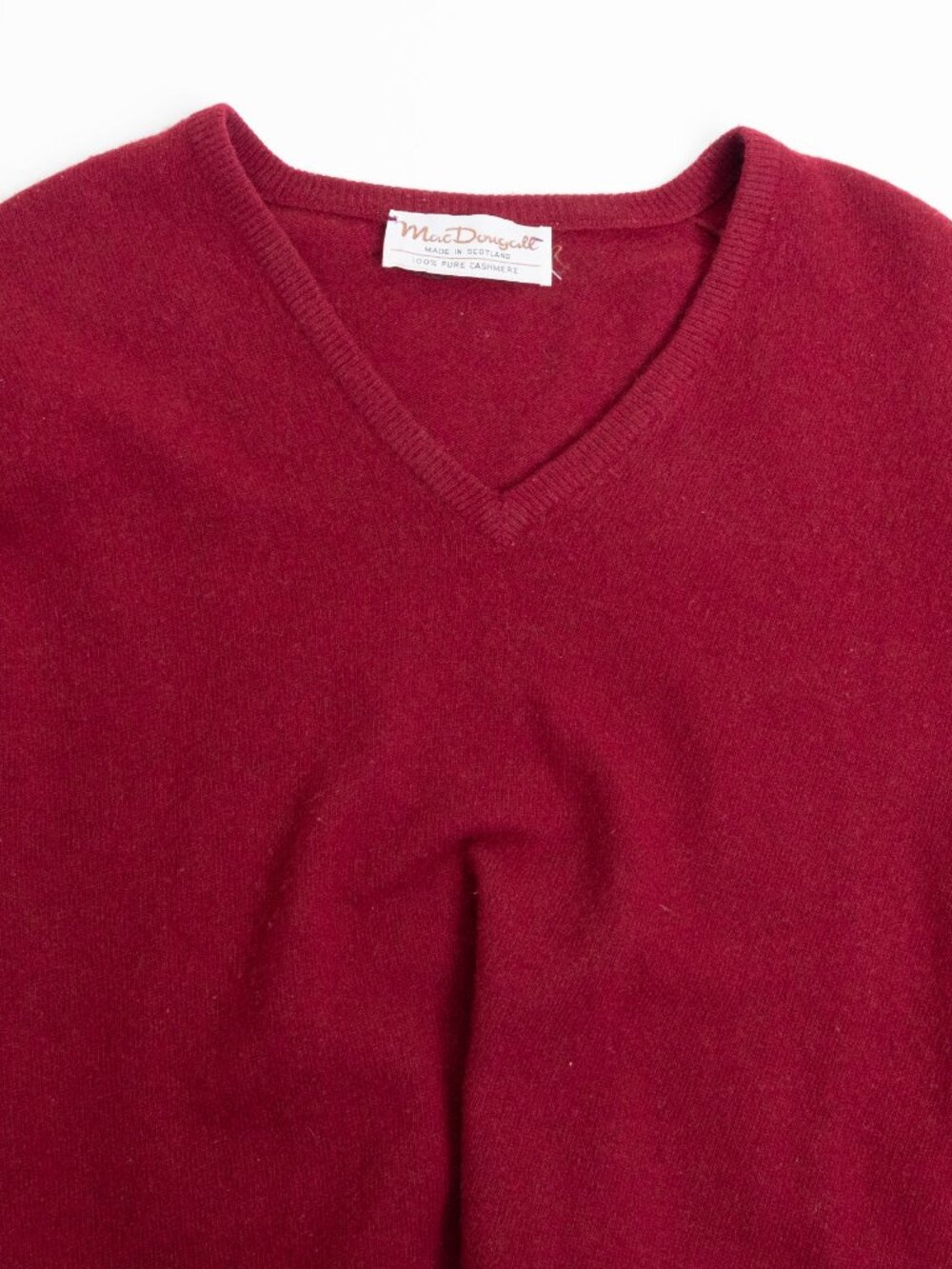 Vintage MacDougall 100% Pure Cashmere V-Neck Sweater Cranberry Red Scotland S - Picture 4 of 10